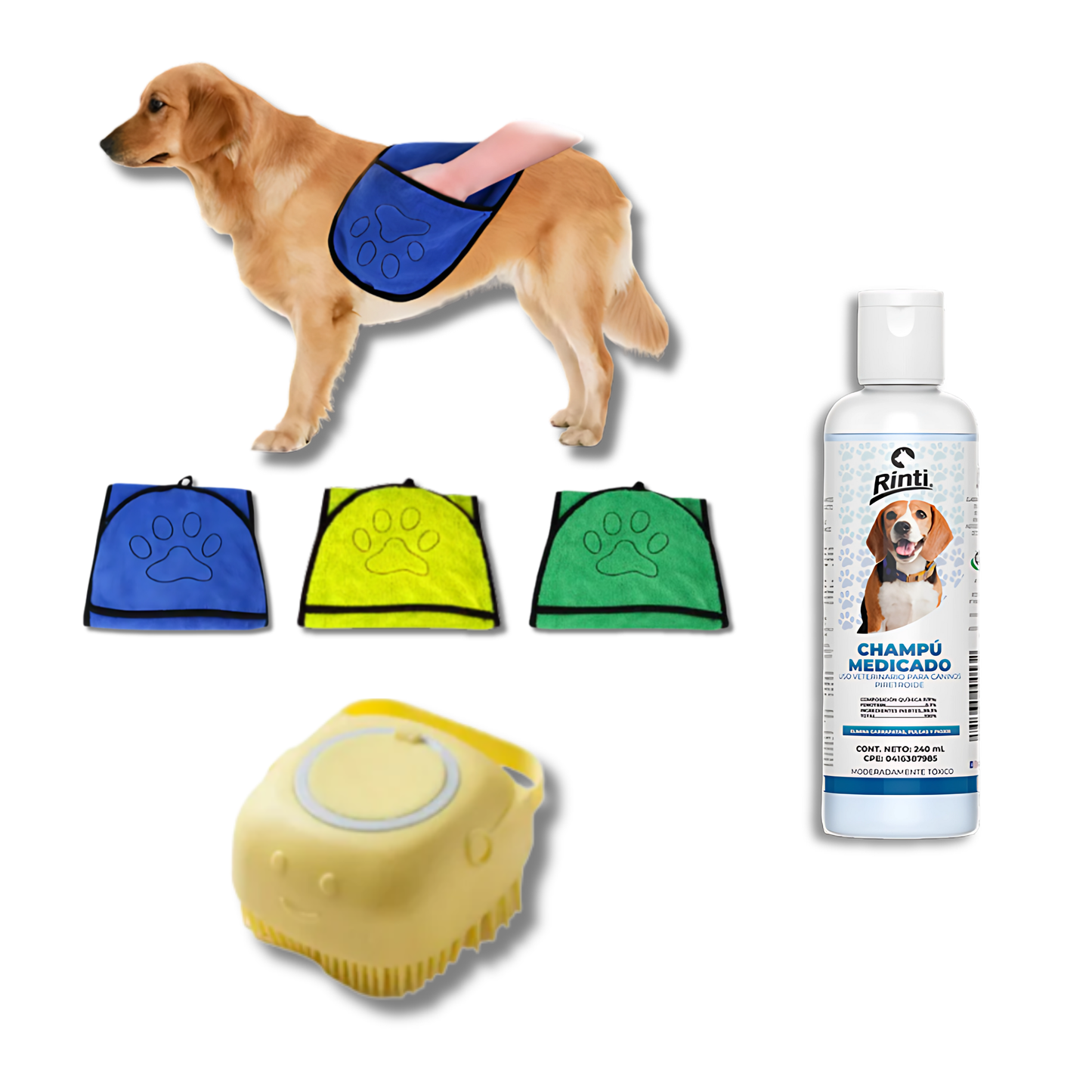 Combo Toalla + Cepillo + Shampoo