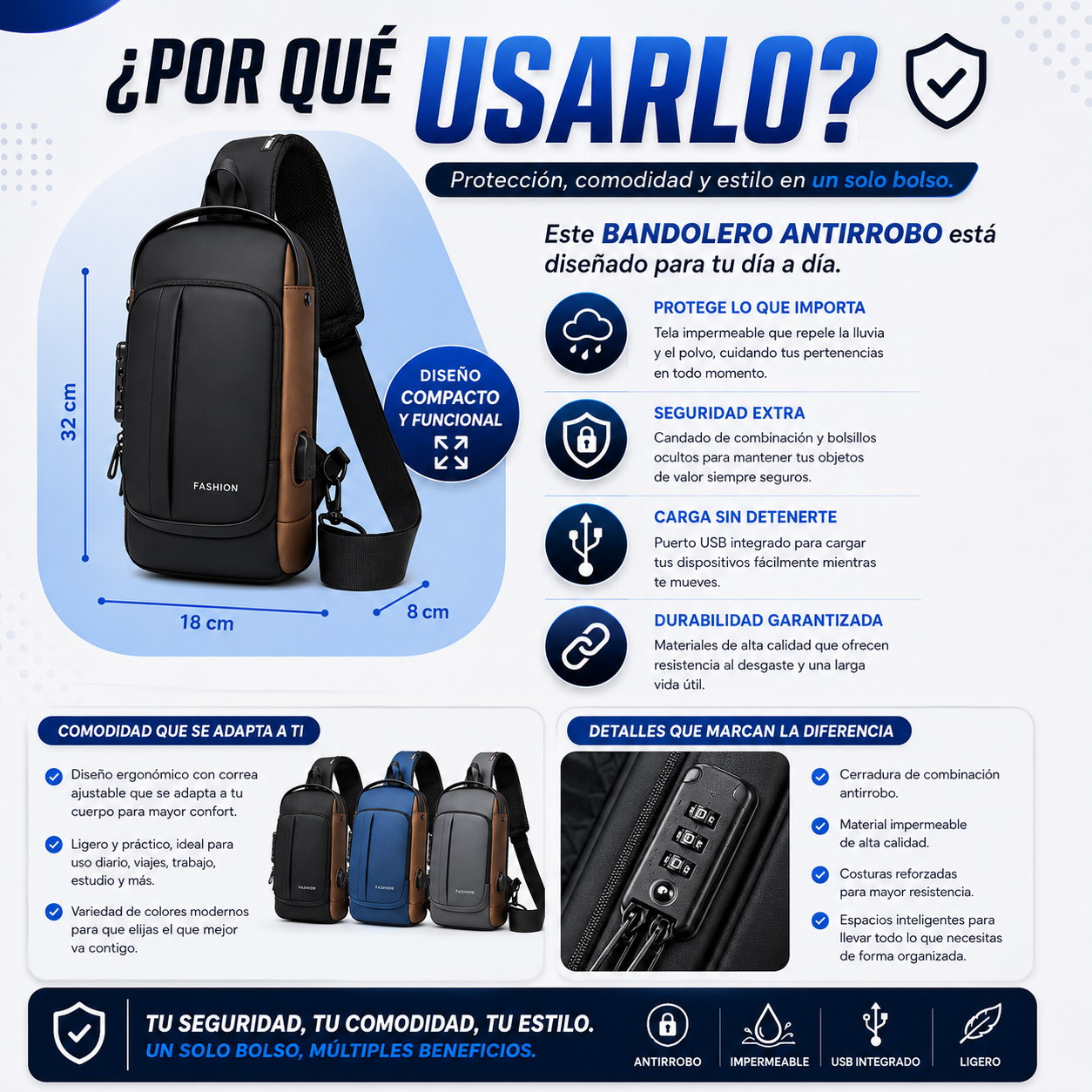 Bandolero Antirrobo con Puerto USB