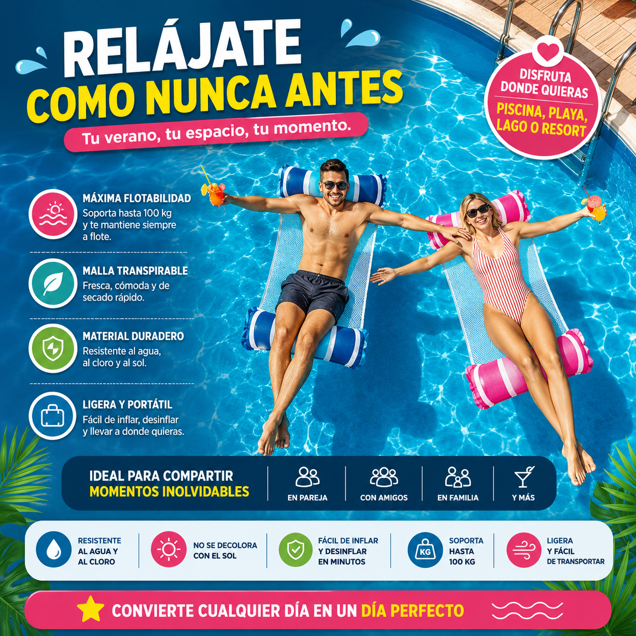 Hamaca inflable piscina
