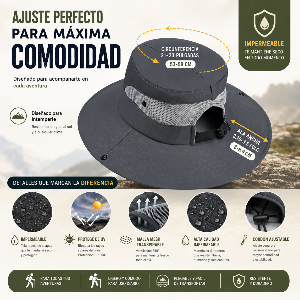 Sombreros Impermeables